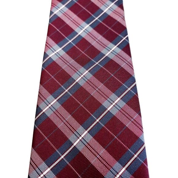 Creazioni Tucci Firenze Red Woven Plaid‎ Skinny Silk Tie - Picture 2 of 5
